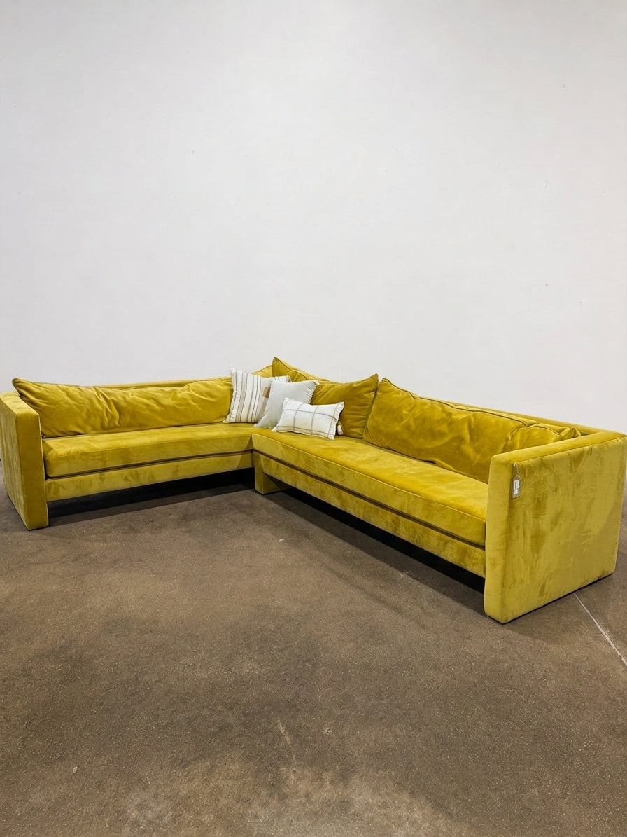 Chartreuse Velvet Sectional - Image 1