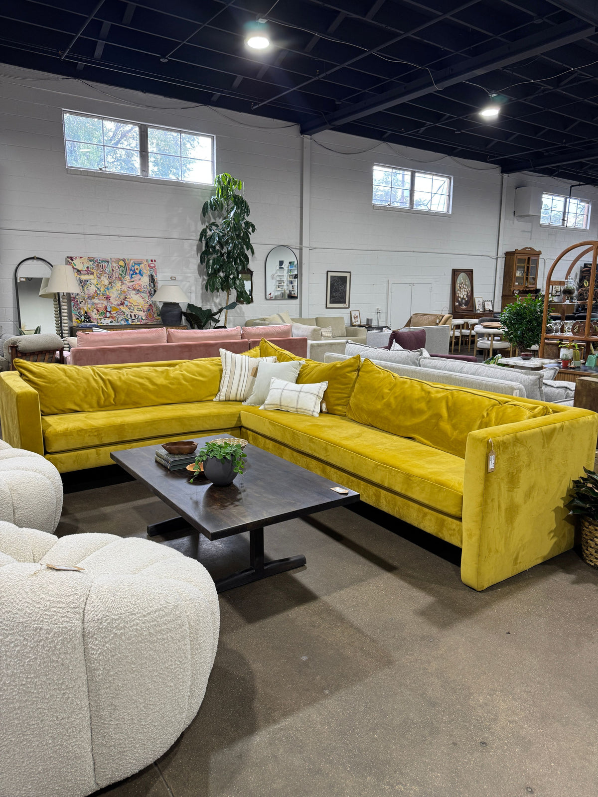 Chartreuse Velvet Sectional - Image 3