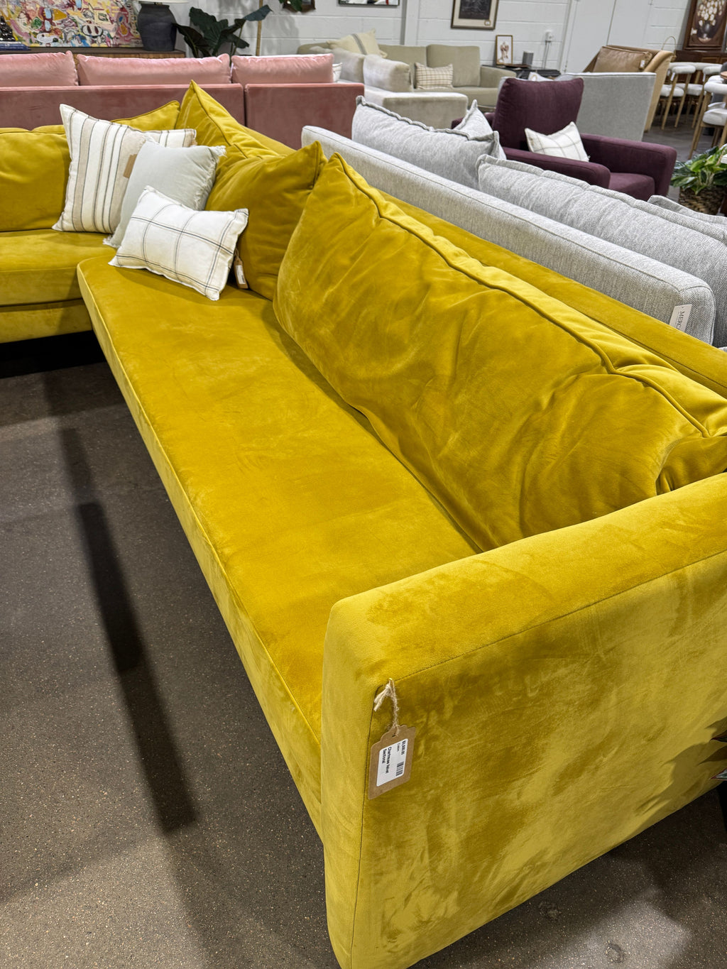 Chartreuse Velvet Sectional - Image 5