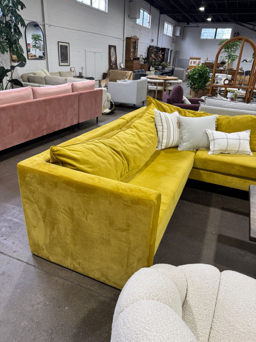 Chartreuse Velvet Sectional - Image 6