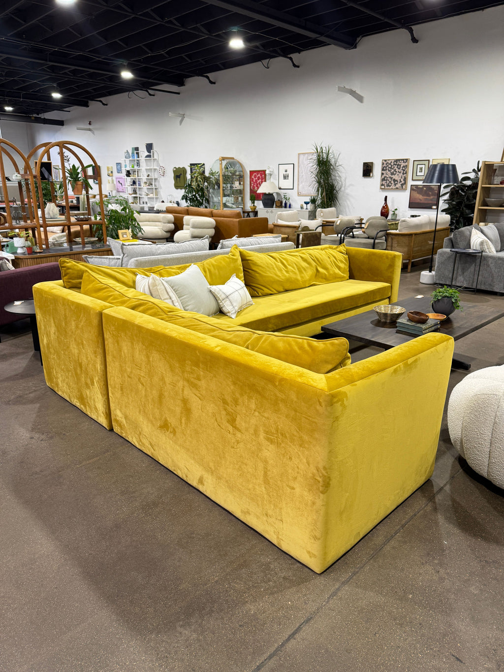 Chartreuse Velvet Sectional - Image 7