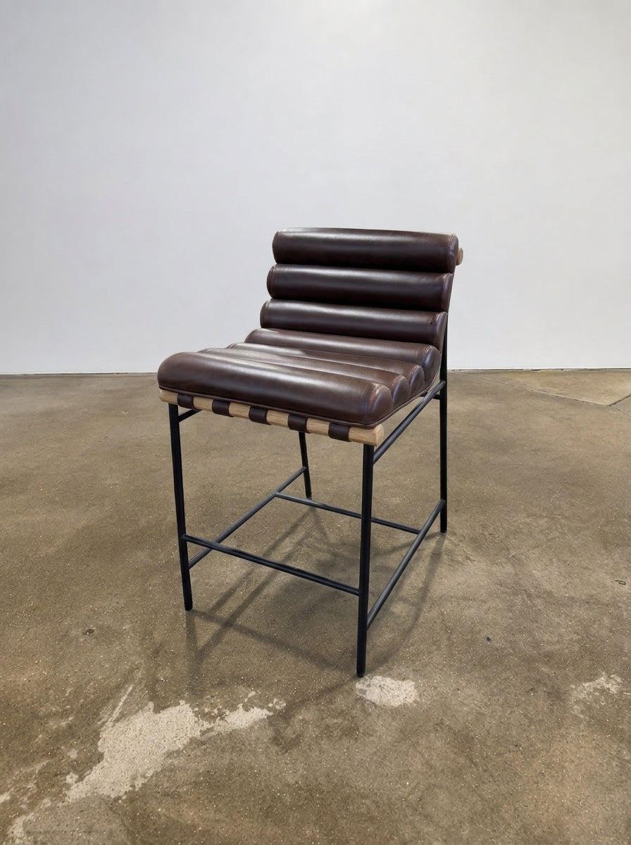 Denver Modern Vail Counter Stool Maple Leather - Image 1