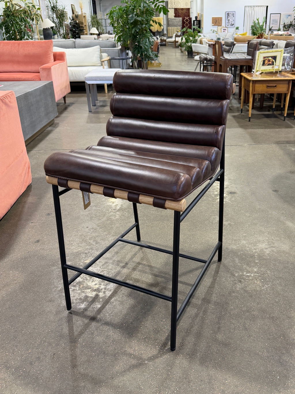 Denver Modern Vail Counter Stool Maple Leather - Image 2
