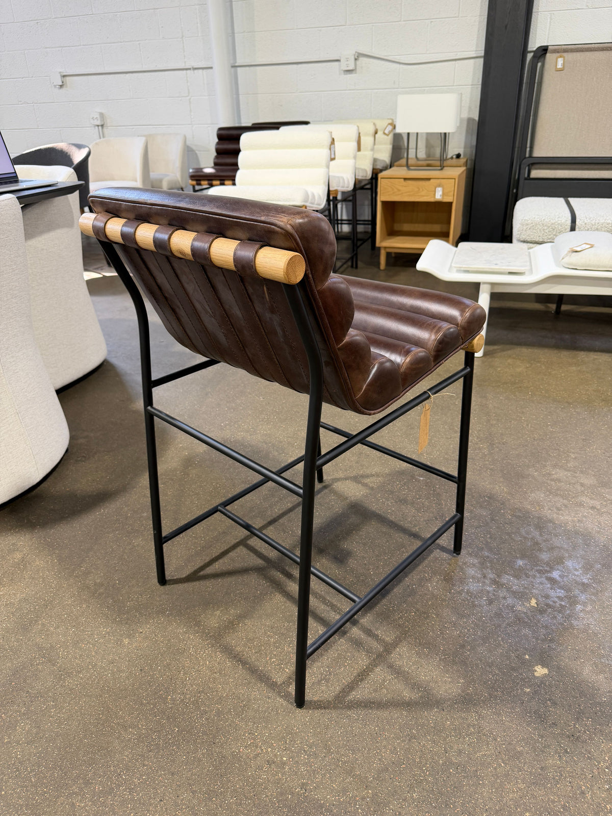Denver Modern Vail Counter Stool Maple Leather - Image 6