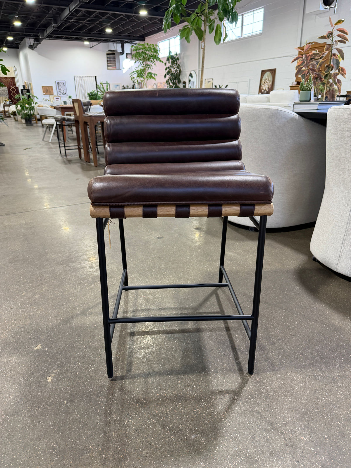 Denver Modern Vail Counter Stool Maple Leather - Image 8