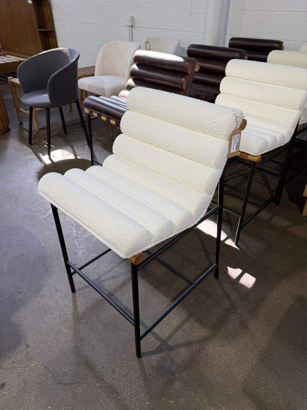 Denver Modern Vail Counter Stool White Boucle - Image 2