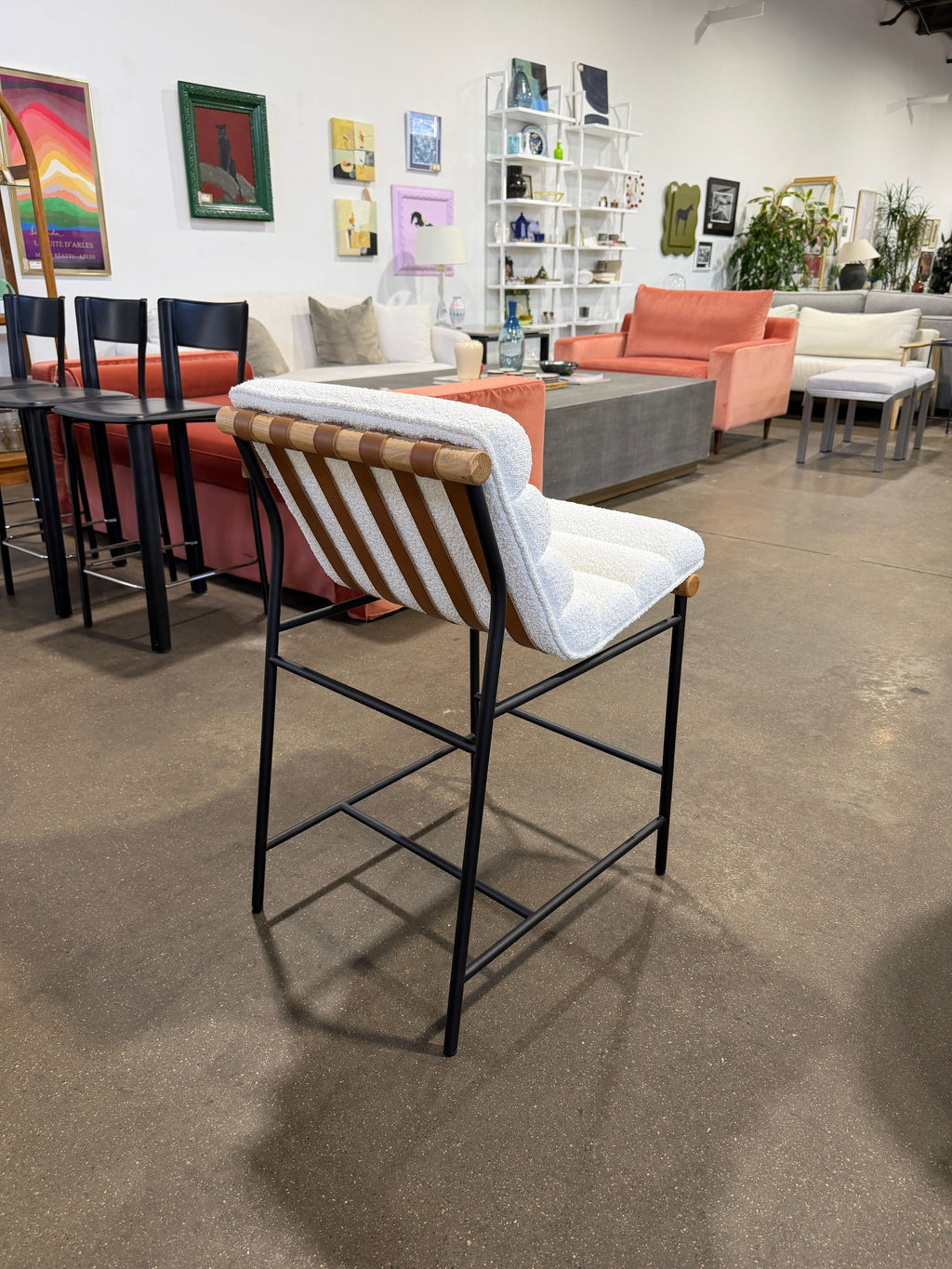Denver Modern Vail Counter Stool White Boucle - Image 5