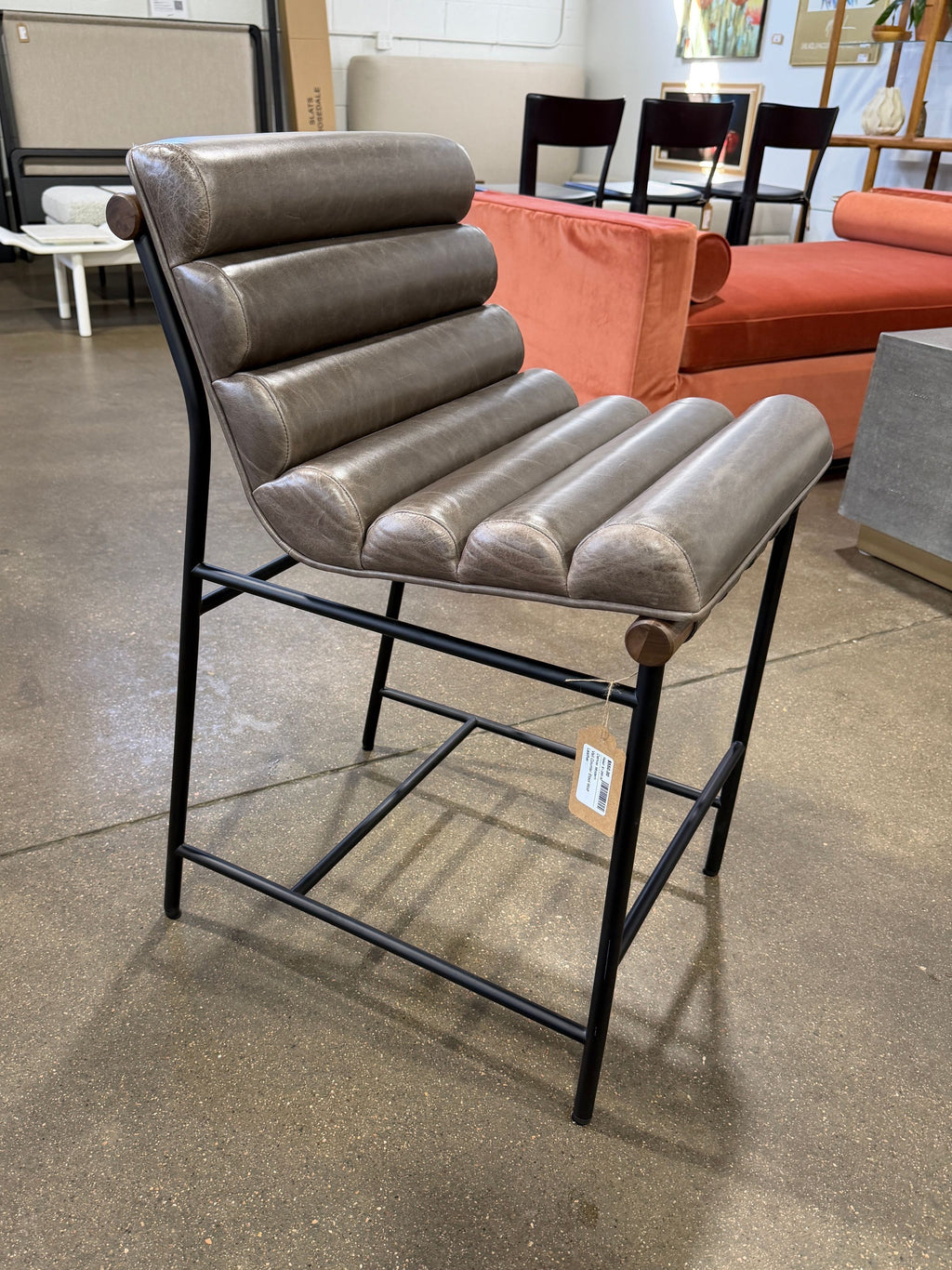 Denver Modern Vail Counter Stool Wolf Leather - Image 2