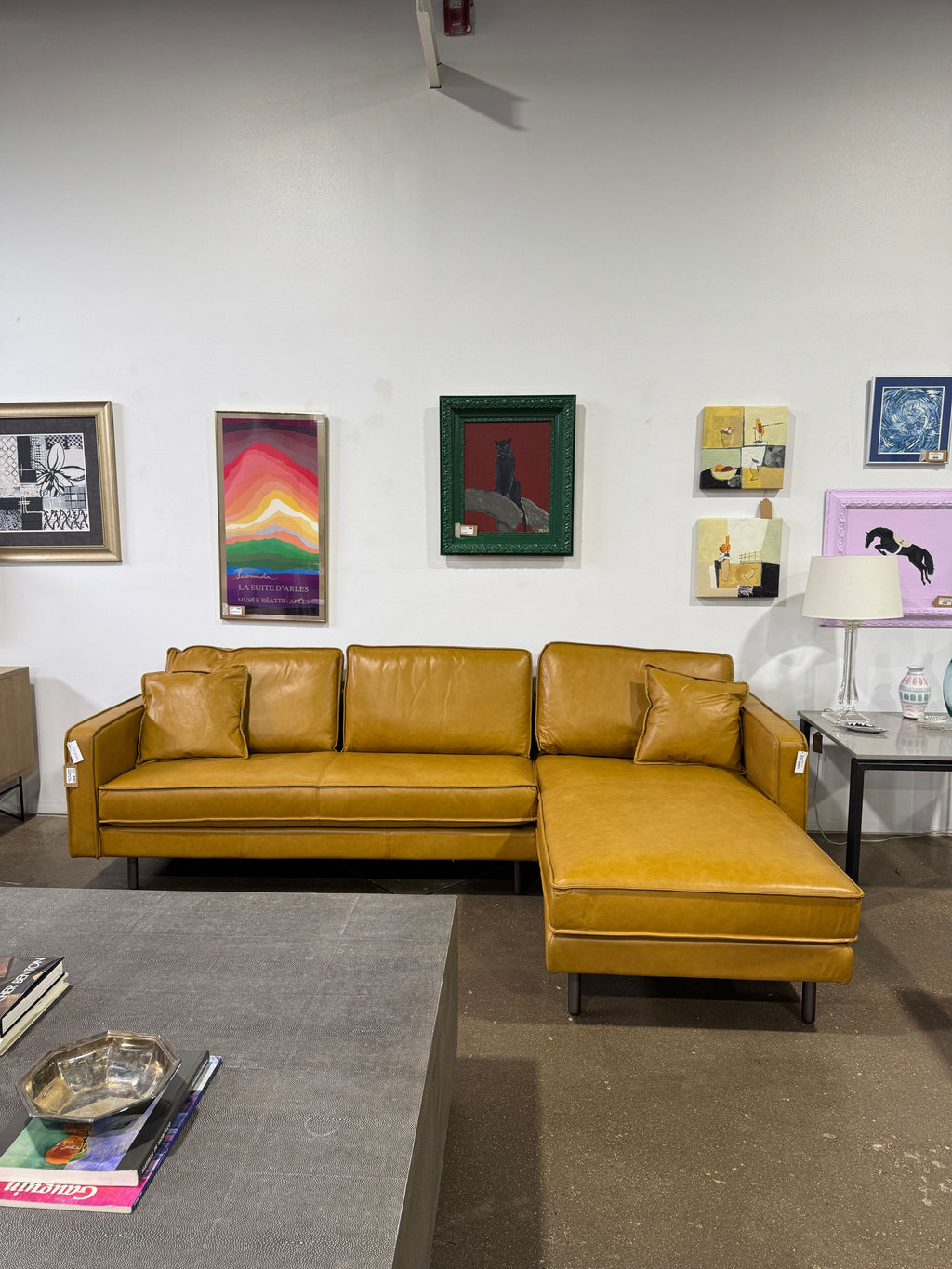 Mercana D'Arcy Right Chaise Sectional - Tan Leather - Image 2