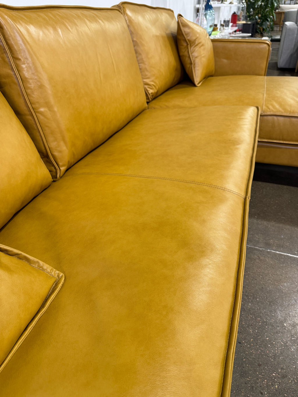 Mercana D'Arcy Right Chaise Sectional - Tan Leather - Image 5