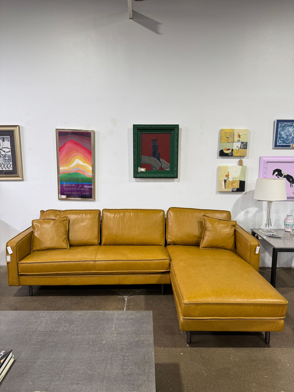 Mercana D'Arcy Right Chaise Sectional - Tan Leather - Image 6