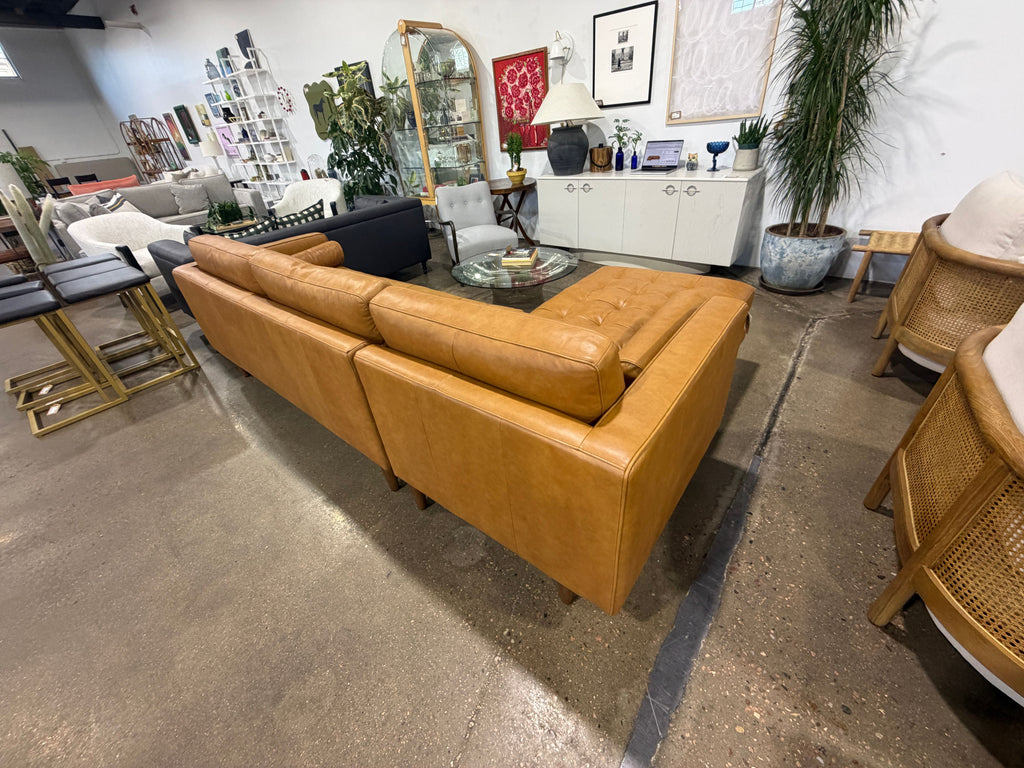 Mercana Svend Left Chaise Sectional Sofa - Tan Leather - Image 4