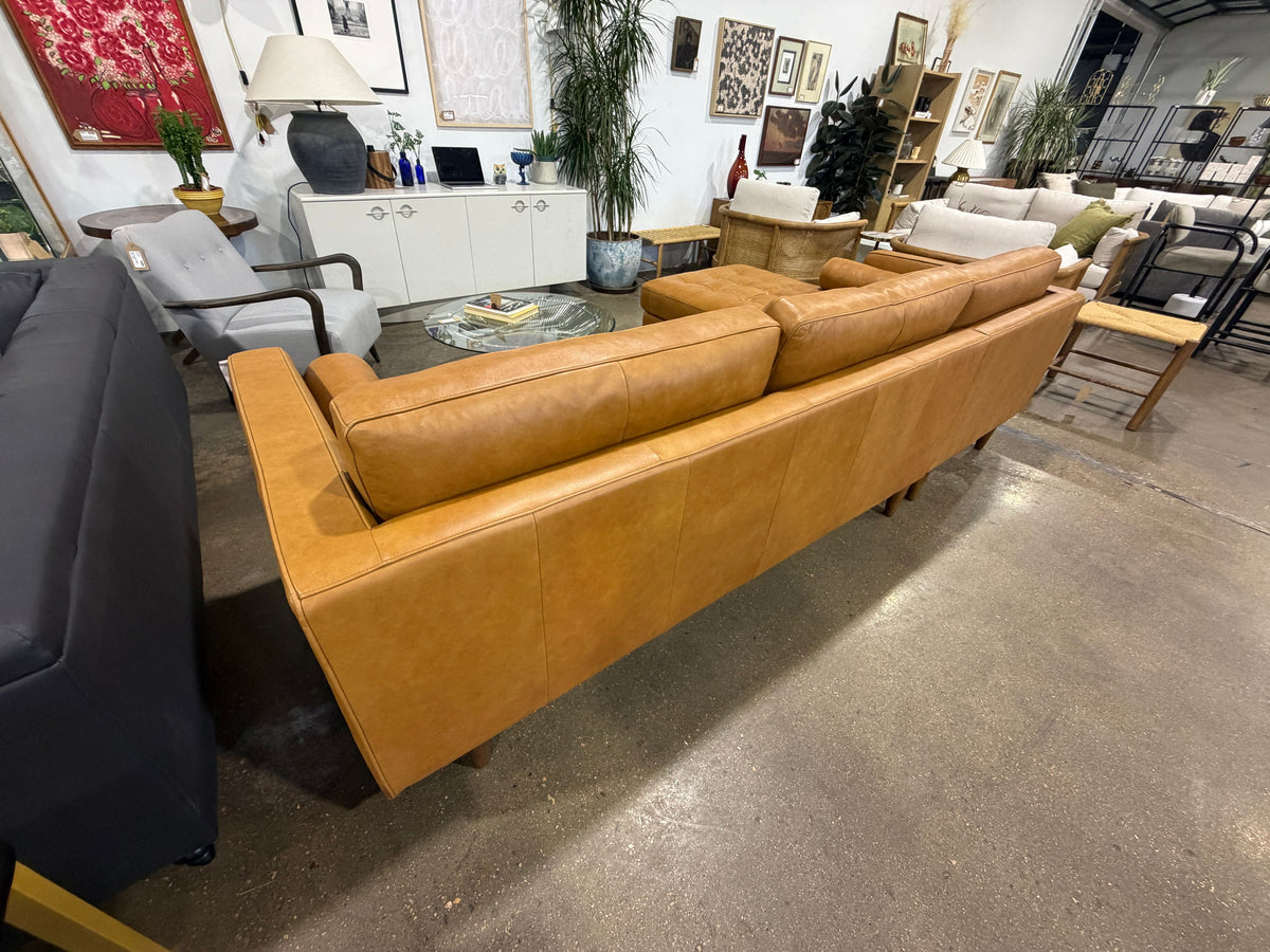 Mercana Svend Left Chaise Sectional Sofa - Tan Leather - Image 5