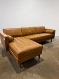 Mercana Svend Tan Leather Chaise Sofa - Image 1