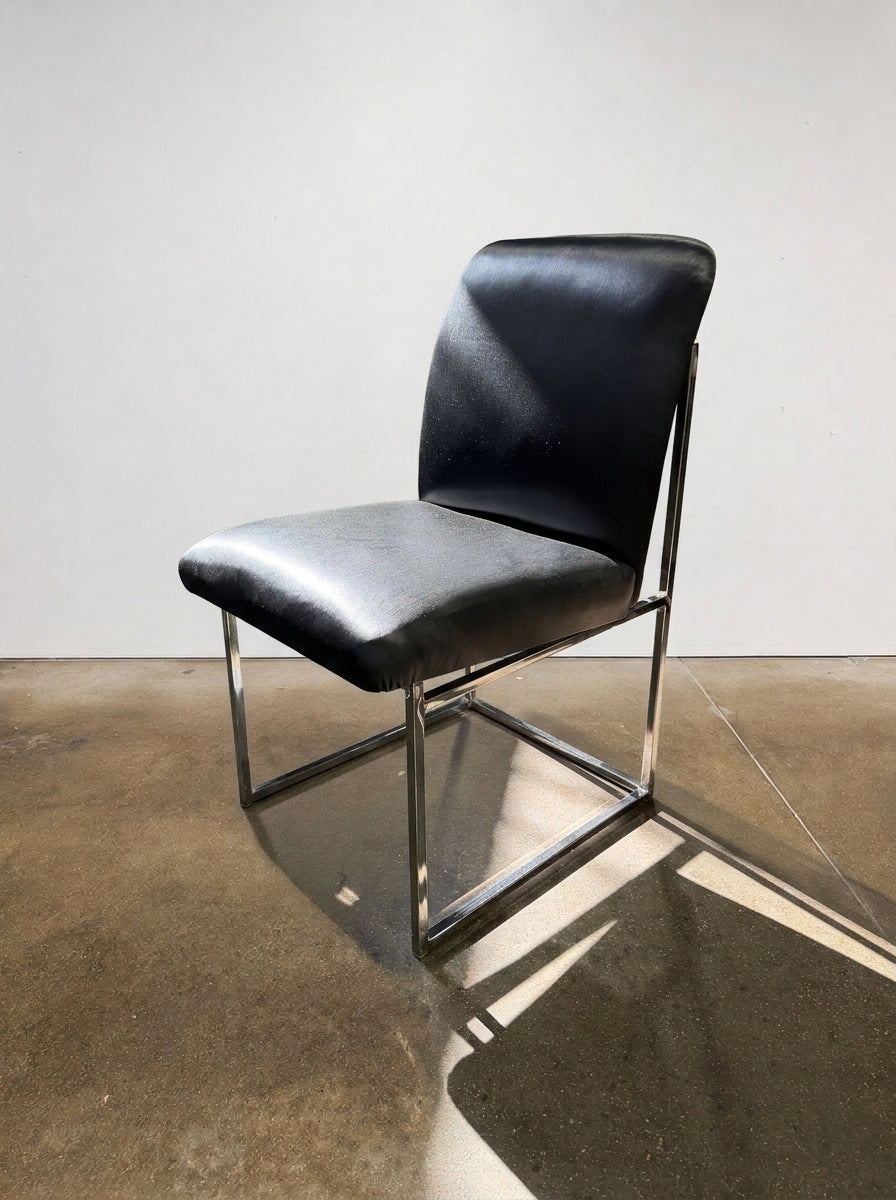 Set of 6 Chrome Base Dining Chairs - Image 1