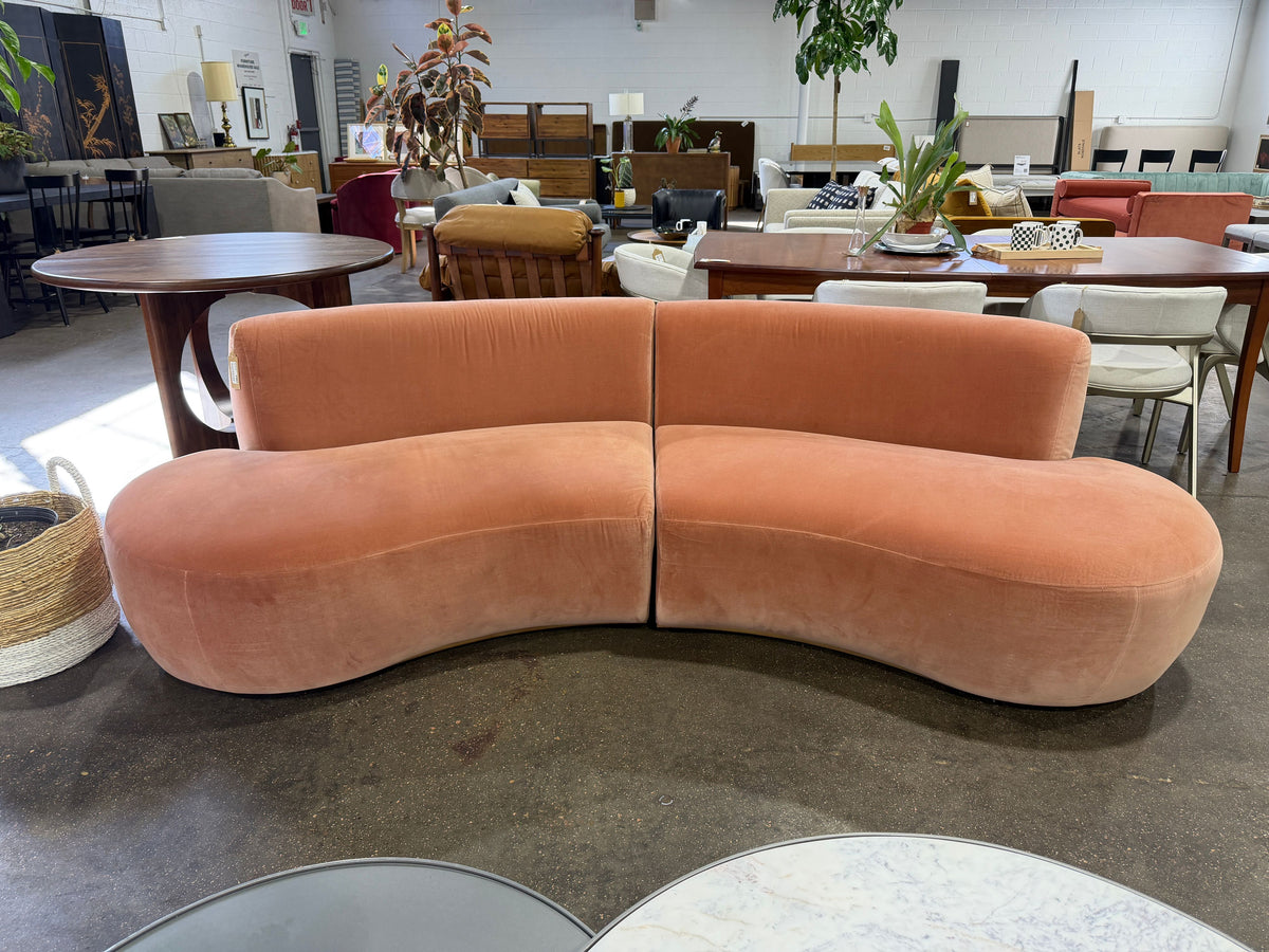 Aline Serpentine Sofa - Antique Rose Velvet - Image 2