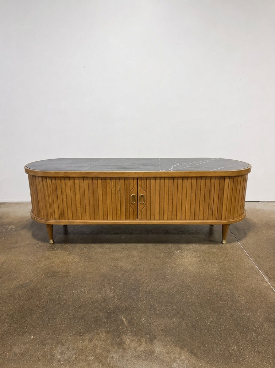 Nora Tambour Media Unit - Oak and Dark Marble - Image 1