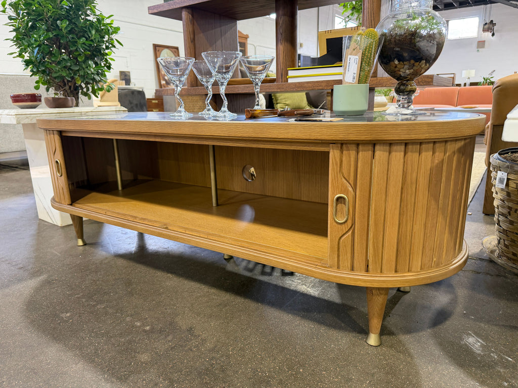Nora Tambour Media Unit - Oak and Dark Marble - Image 3