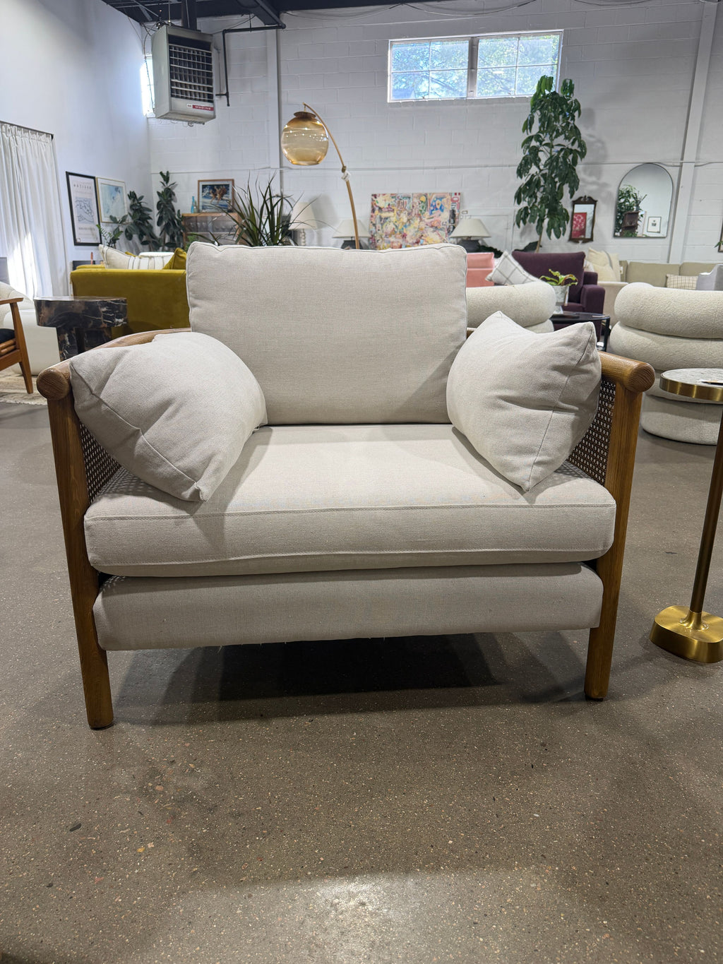 Sydney Cane Armchair - Washed Linen Flax - Image 2