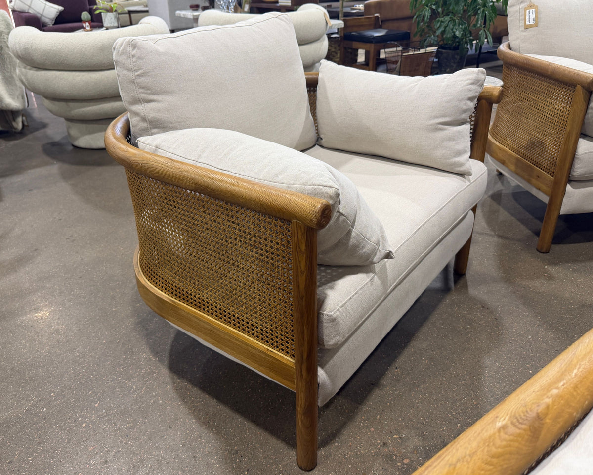Sydney Cane Armchair - Washed Linen Flax - Image 3