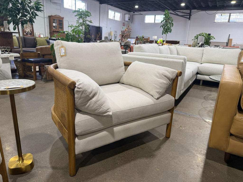 Sydney Cane Armchair - Washed Linen Flax - Image 4