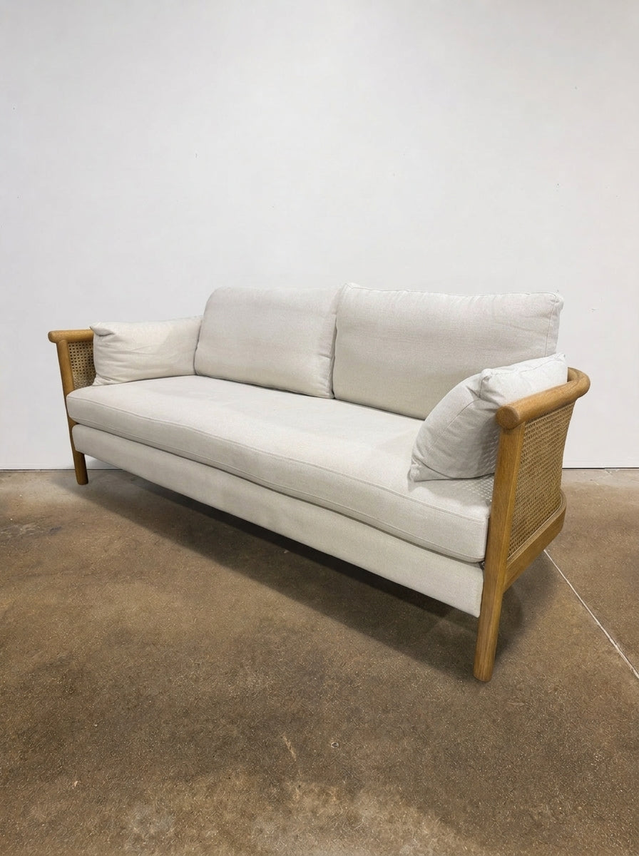 Sydney Cane Sofa - Washed Linen Flax - Image 1