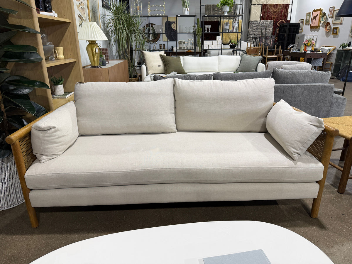 Sydney Cane Sofa - Washed Linen Flax - Image 2
