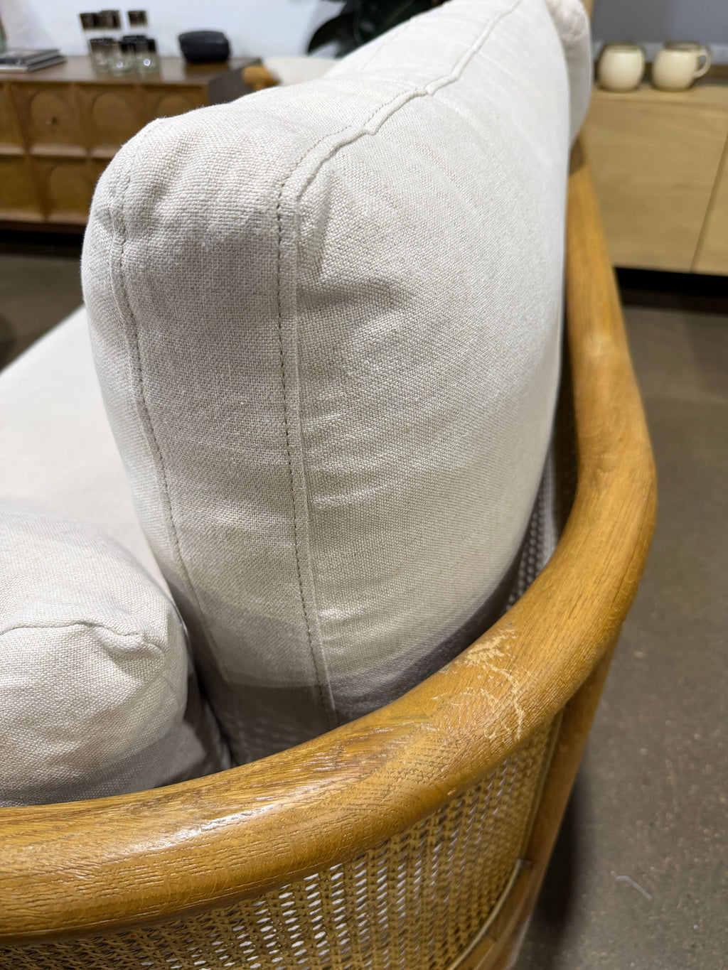 Sydney Cane Sofa - Washed Linen Flax - Image 6