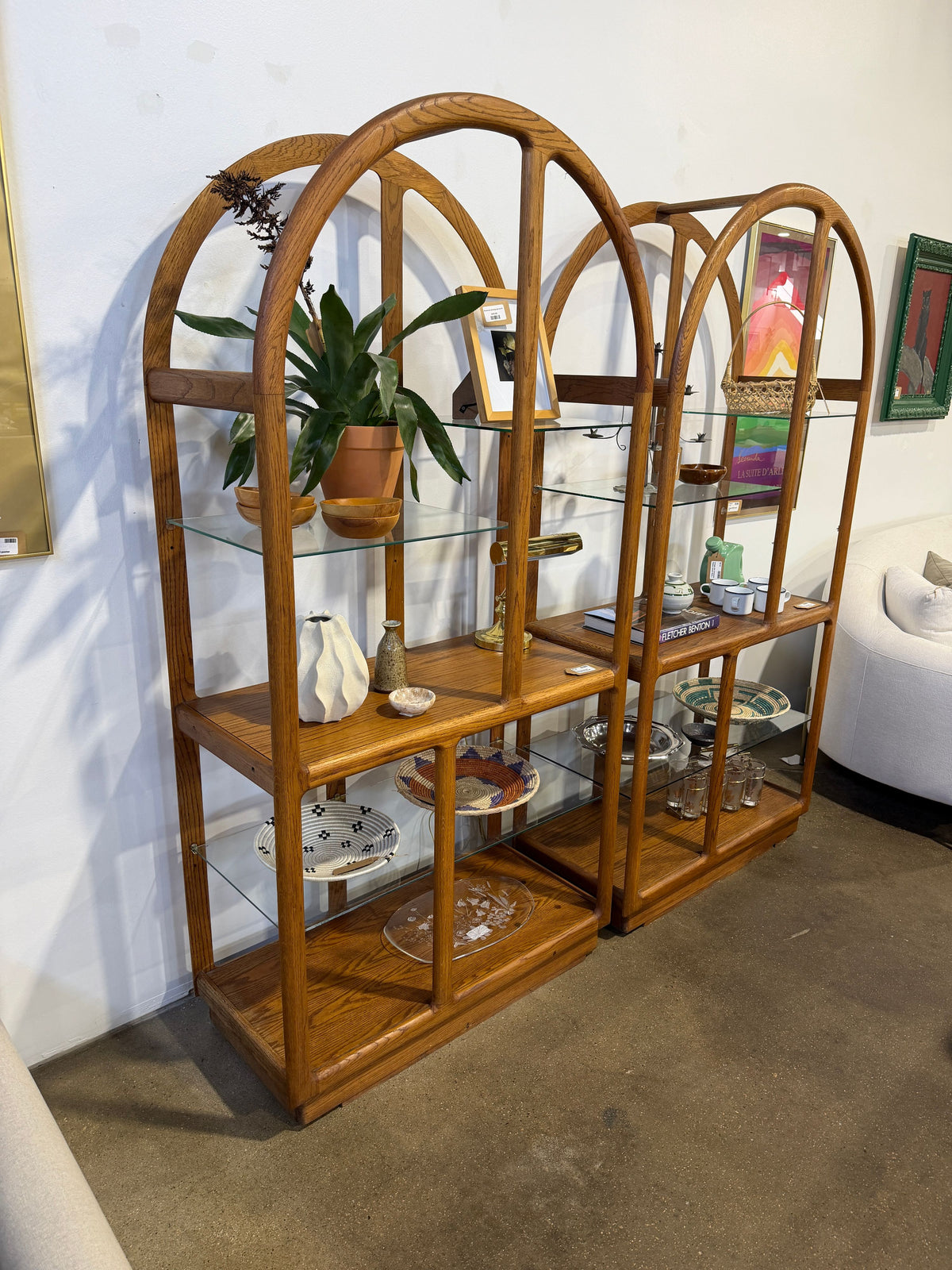 Vintage Mid-Century Oak Etagere Bookshelf - Image 4