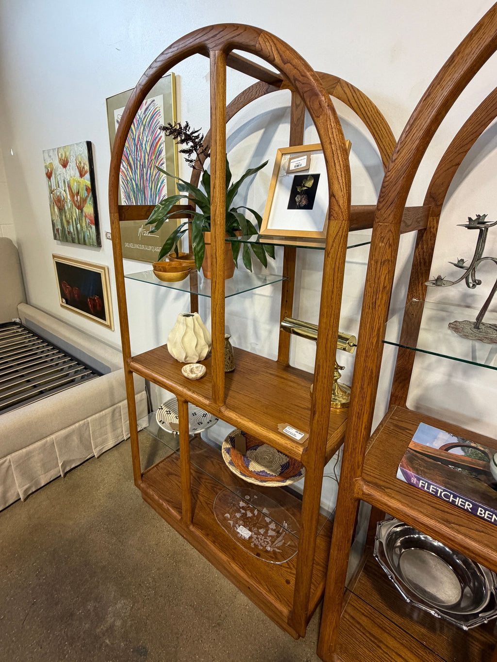 Vintage Mid-Century Oak Etagere Bookshelf - Image 5