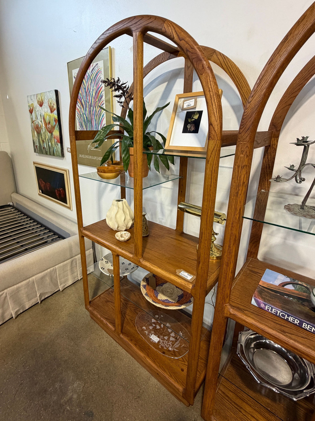 Vintage Mid-Century Oak Etagere Bookshelf - Image 5
