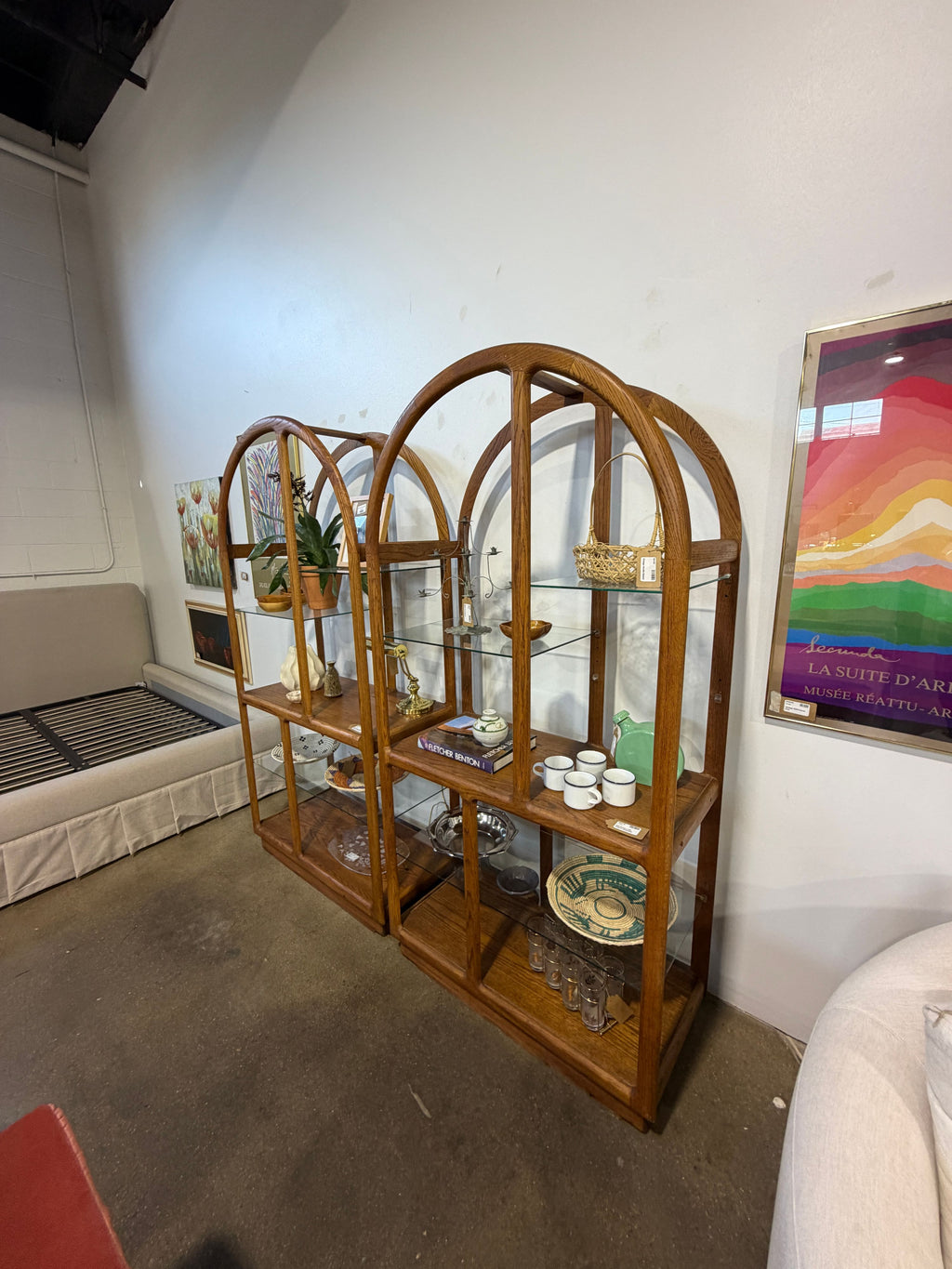 Vintage Mid-Century Oak Etagere Bookshelf - Image 6