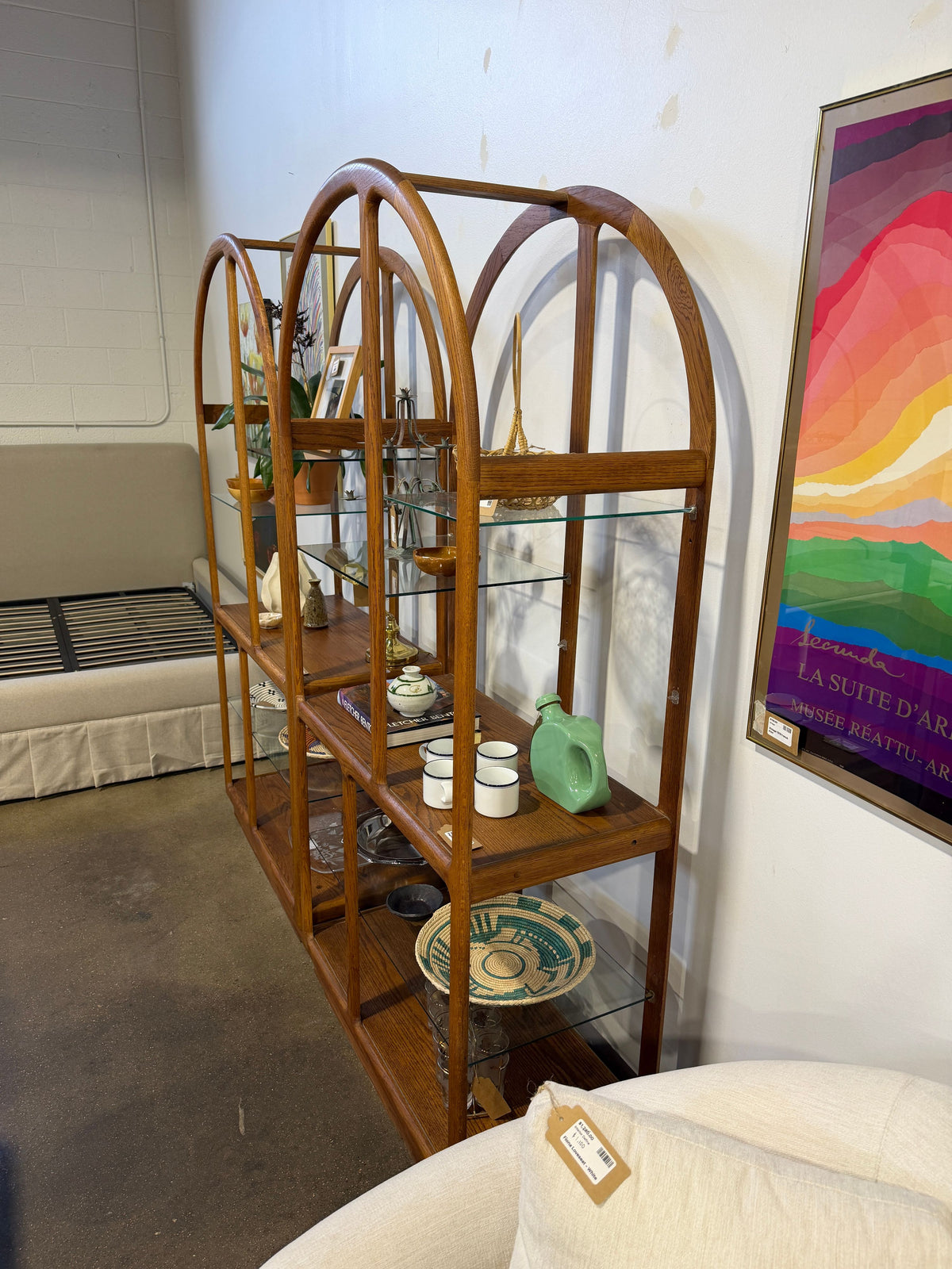 Vintage Mid-Century Oak Etagere Bookshelf - Image 7