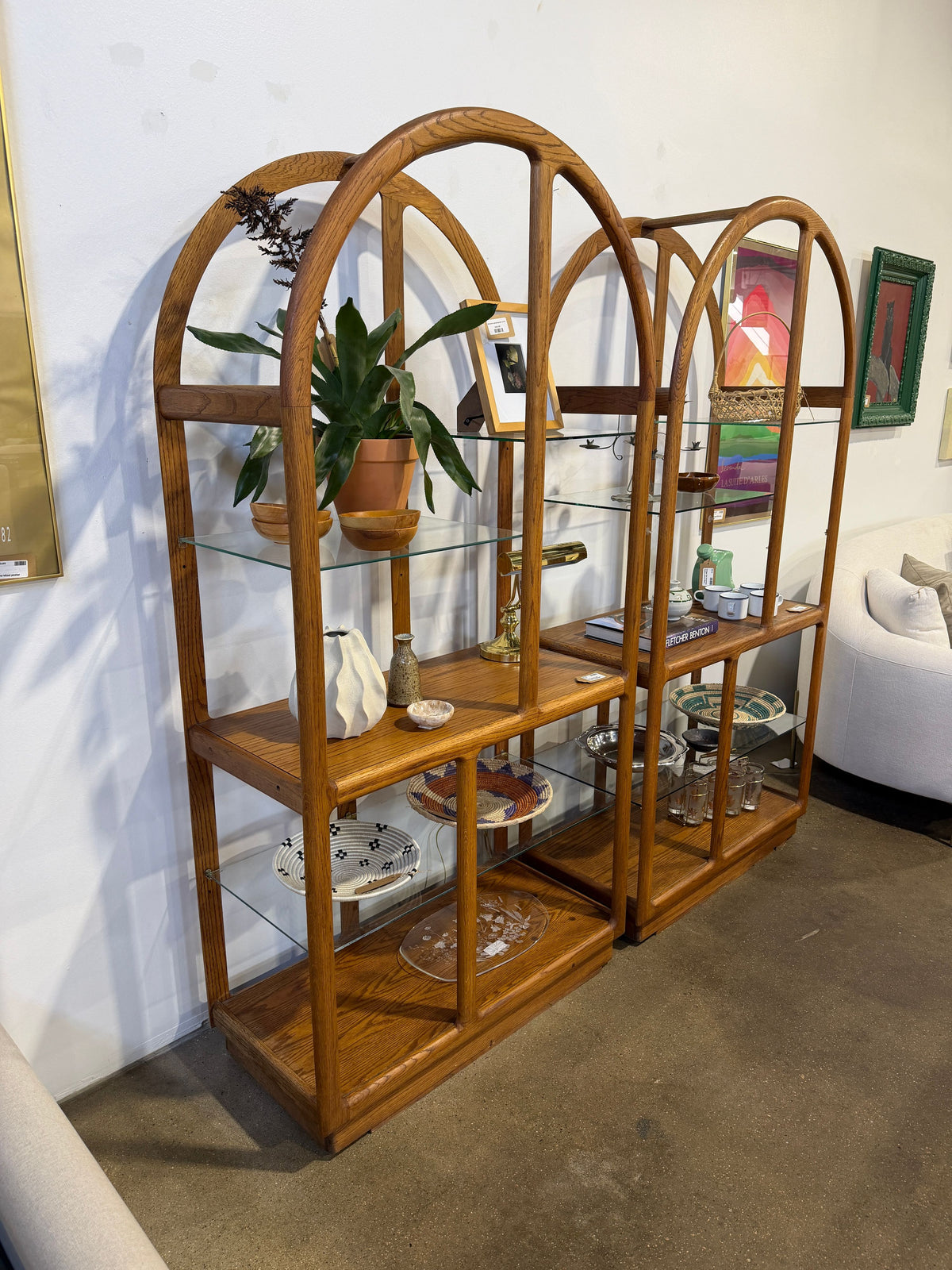 Vintage Mid-Century Oak Etagere Bookshelf - Image 9